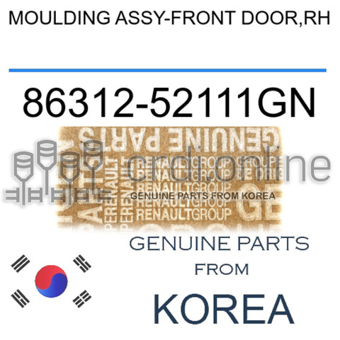 MOULDING ASSY-FRONT DOOR,RH [ORIGINAL] 86312-52111GN 8631252111GN 86312 52111GN