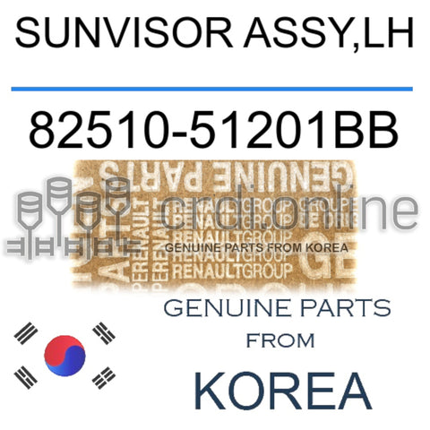 SUNVISOR ASSY,LH [ORIGINAL] 82510-51201BB 8251051201BB 82510 51201BB