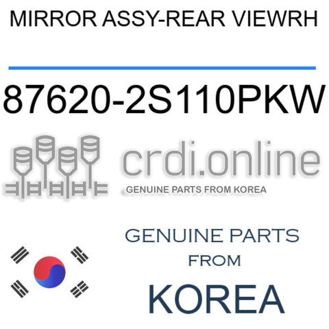 MIRROR ASSY-REAR VIEWRH [ORIGINAL] 87620-2S110PKW 876202S110PKW 87620 2S110PKW