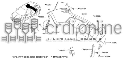 HARDWARE KIT-REAR BUMPER 85288-0003R 852880003R 85288 0003R