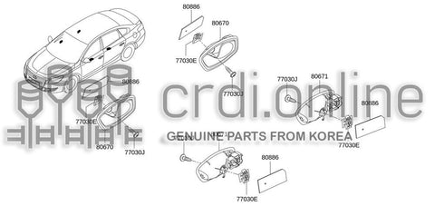 HANDLE ASSY-DOOR INSIDELH 80671-0225R 806710225R 80671 0225R