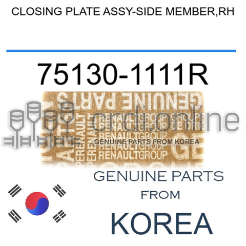 CLOSING PLATE ASSY-SIDE MEMBER,RH [ORIGINAL] 75130-1111R 751301111R 75130 1111R