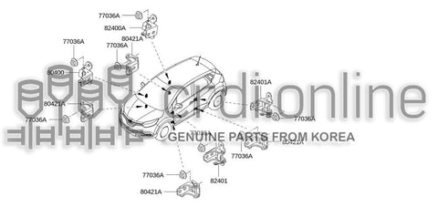HINGE ASSY-REAR DOORUPPER RH 80400-0017R 804000017R 80400 0017R