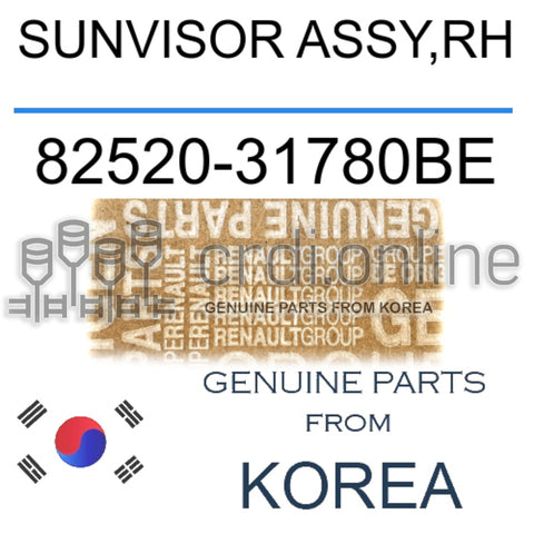 SUNVISOR ASSY,RH [ORIGINAL] 82520-31780BE 8252031780BE 82520 31780BE