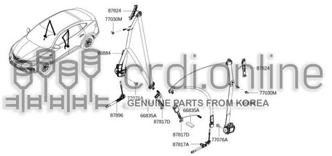 BELT ASSY-TONGUEPRETENSIONER FRONT LH 86885-1101R 868851101R 86885 1101R