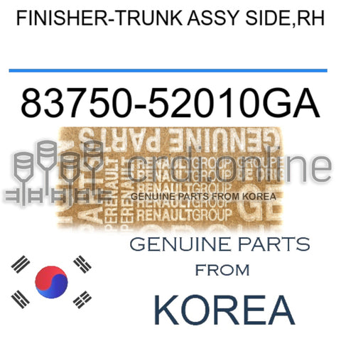 FINISHER-TRUNK ASSY SIDE,RH [ORIGINAL] 83750-52010GA 8375052010GA 83750 52010GA