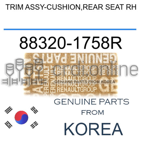 TRIM ASSY-CUSHION,REAR SEAT RH [ORIGINAL] 88320-1758R 883201758R 88320 1758R