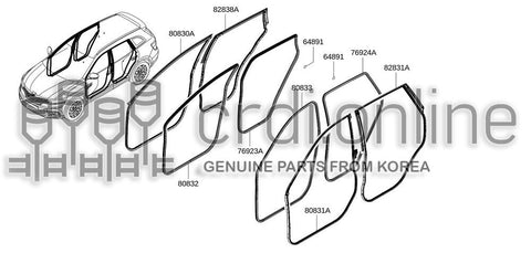 WEATHERSTRIP ASSY-REAR DOORRH 82838-5158R 828385158R 82838 5158R