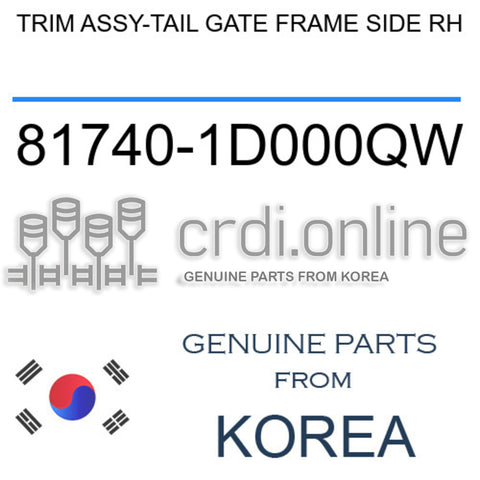 TRIM ASSY-TAIL GATE FRAME SIDE RH [ORIGINAL] 81740-1D000QW 817401D000QW 81740 1D000QW