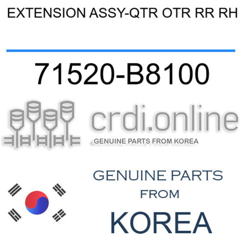EXTENSION ASSY-QTR OTR RR RH [ORIGINAL] 71520-B8100 71520B8100 71520 B8100