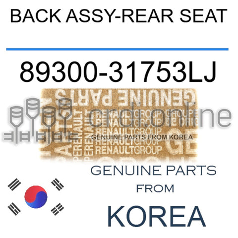 BACK ASSY-REAR SEAT [ORIGINAL] 89300-31753LJ 8930031753LJ 89300 31753LJ