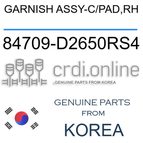 GARNISH ASSY-C/PAD,RH [ORIGINAL] 84709-D2650RS4 84709D2650RS4 84709 D2650RS4