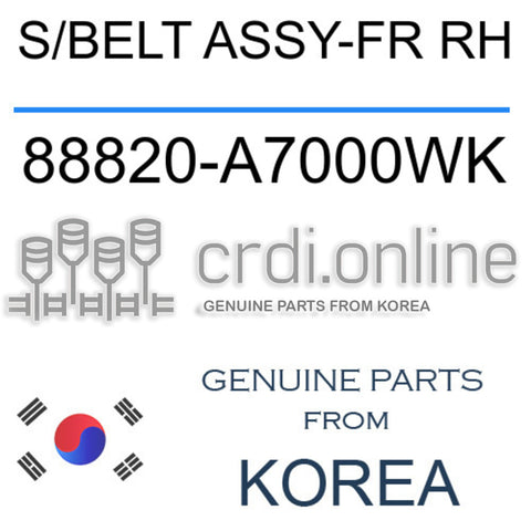 S/BELT ASSY-FR RH [ORIGINAL] 88820-A7000WK 88820A7000WK 88820 A7000WK