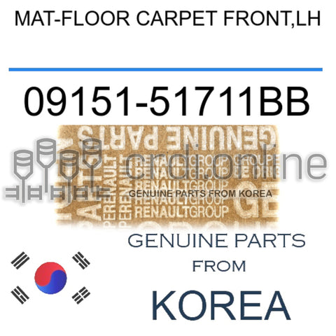 MAT-FLOOR CARPET FRONT,LH [ORIGINAL] 09151-51711BB 0915151711BB 09151 51711BB
