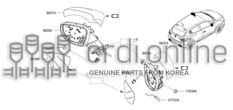 MIRROR ASSY-DOORLH 96302-8832R 963028832R 96302 8832R