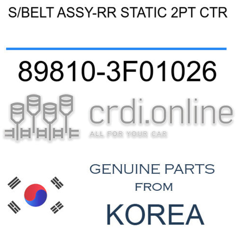 S/BELT ASSY-RR STATIC 2PT CTR [ORIGINAL] 89810-3F01026 898103F01026 89810 3F01026