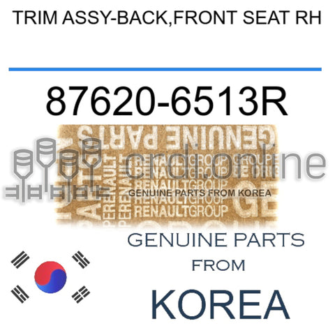 TRIM ASSY-BACK,FRONT SEAT RH [ORIGINAL] 87620-6513R 876206513R 87620 6513R