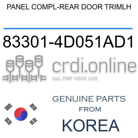 PANEL COMPL-REAR DOOR TRIMLH [ORIGINAL] 83301-4D051AD1 833014D051AD1 83301 4D051AD1