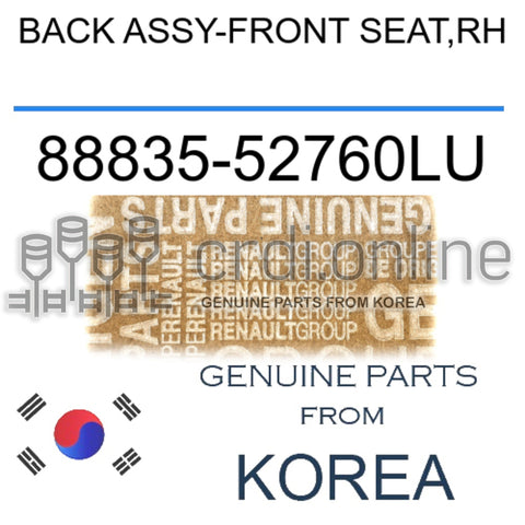 BACK ASSY-FRONT SEAT,RH [ORIGINAL] 88835-52760LU 8883552760LU 88835 52760LU