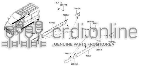 MOULDING ASSY-REAR DOOR OUTSIDERH 82820-0147R 828200147R 82820 0147R