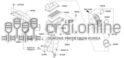 DUCT ASSY-AIRDUST SIDE 16540-12950 1654012950 16540 12950