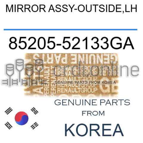 MIRROR ASSY-OUTSIDE,LH [ORIGINAL] 85205-52133GA 8520552133GA 85205 52133GA