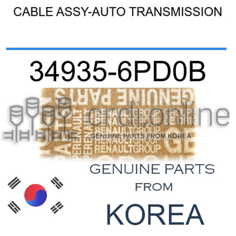 CABLE ASSY-AUTO TRANSMISSION [ORIGINAL] 34935-6PD0B 349356PD0B 34935 6PD0B