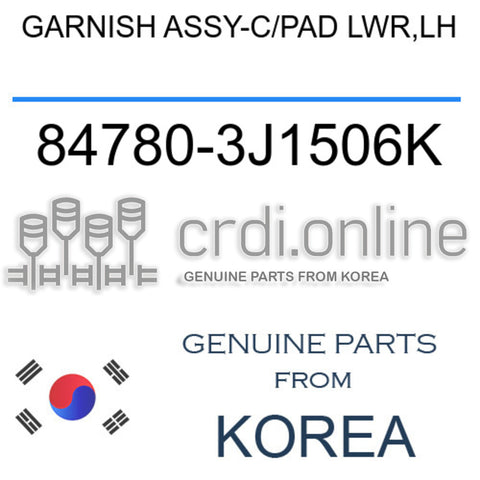 GARNISH ASSY-C/PAD LWR,LH [ORIGINAL] 84780-3J1506K 847803J1506K 84780 3J1506K
