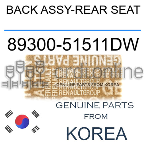 BACK ASSY-REAR SEAT [ORIGINAL] 89300-51511DW 8930051511DW 89300 51511DW