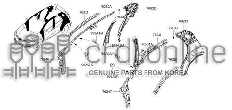 REINFORCEMENT ASSY-FRONT LH PILLAR 76247-2722R 762472722R 76247 2722R