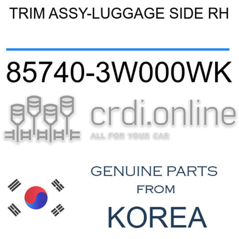 TRIM ASSY-LUGGAGE SIDE RH 85740-3W000WK 857403W000WK 85740 3W000WK