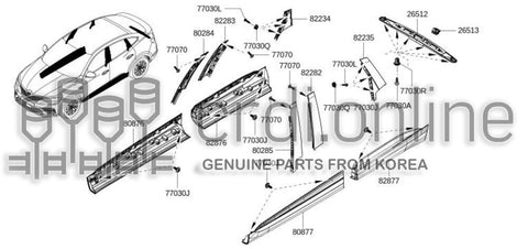 MOULDING ASSY-FRONT DOORLOWER RH 80820-0100R 808200100R 80820 0100R