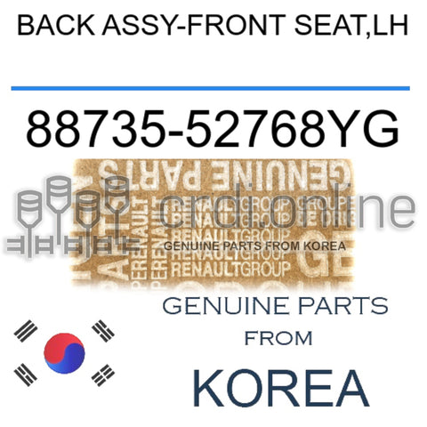 BACK ASSY-FRONT SEAT,LH [ORIGINAL] 88735-52768YG 8873552768YG 88735 52768YG