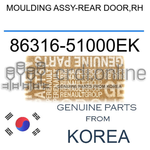 MOULDING ASSY-REAR DOOR,RH [ORIGINAL] 86316-51000EK 8631651000EK 86316 51000EK