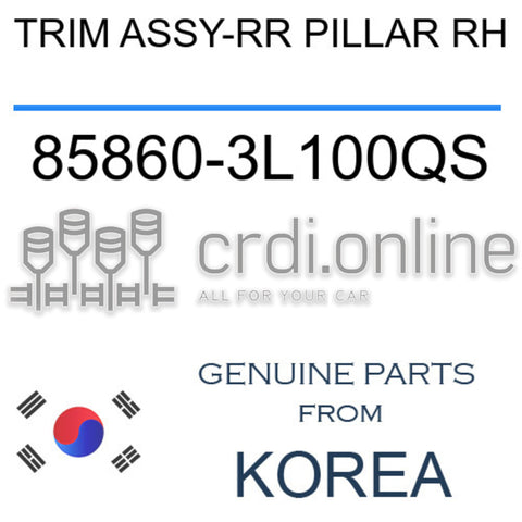 TRIM ASSY-RR PILLAR RH 85860-3L100QS 858603L100QS 85860 3L100QS