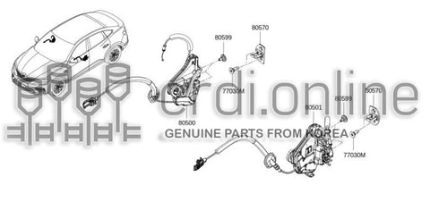 LOCK & REMOTE CONTROL ASSY-FRONT DOORRH 80502-3128R 805023128R 80502 3128R