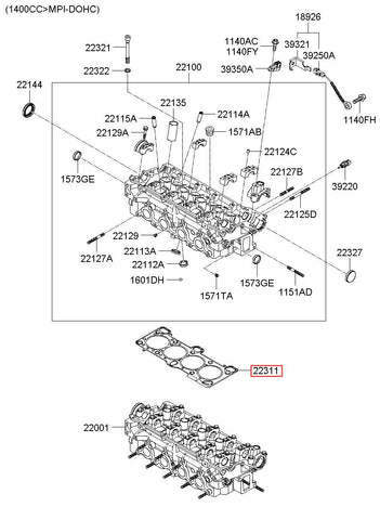 GASKET-CYLINDER HEAD 22311-26700 (Original, New)