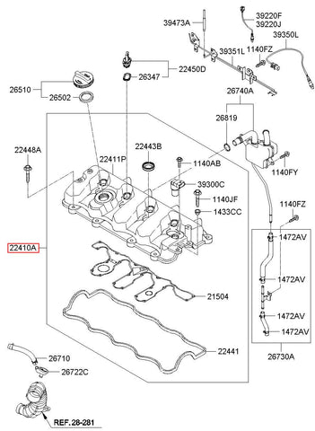 COVER ASSY-ROCKER 22410-27401 (Original, New)