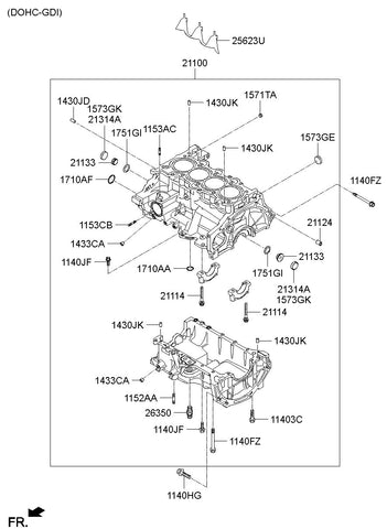 BLOCK ASSY-CYLINDER <br>21100-2B600, <br>211002B600, <br>21100 2B600 <br>(Original, New)