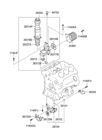 COOLER ASSY-OIL <br>26321-3A001, <br>263213A001, <br>26321 3A001 <br>(Original, New)