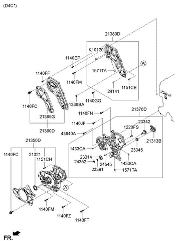 COVER ASSY-TIMING CHAIN LWR FRT 21350-4A610 213504A610 21350 4A610