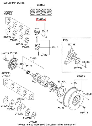 PISTON & PIN ASSY 23410-23AA1 (Original, New)