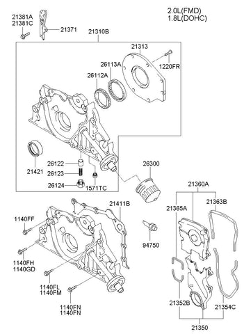 COVER ASSY-TIMING BELT LWR <br>21350-38702, <br>2135038702, <br>21350 38702 <br>(Original, New)