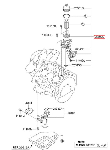 COMPLETE ASSY-OIL FILTER 26300-3CAB1 (Original, New)