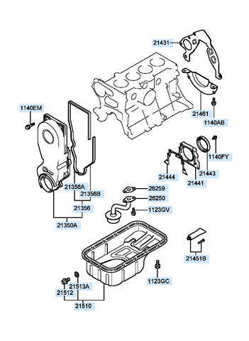 COVER ASSY-TIMING BELT LWR <br>21350-02551, <br>2135002551, <br>21350 02551 <br>(Original, New)