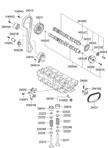 CAMSHAFT ASSY-INTAKE <br>24100-2B600, <br>241002B600, <br>24100 2B600 <br>(Original, New)