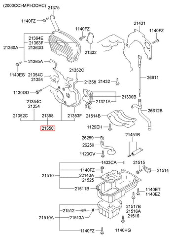 COVER ASSY-TIMING BELT LWR 21350-23101 (Original, New)