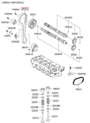 BELT-VALVE TIMING 24312-26050 (Original, New)