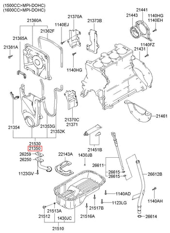 COVER ASSY-TIMING BELT LWR 21350-26002 (Original, New)