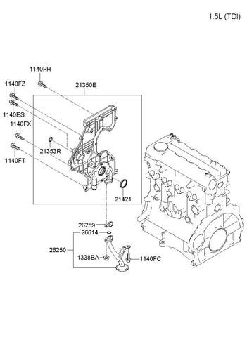 COVER ASSY-TIMING CHAIN & OIL PUMP <br>21350-2E110, <br>213502E110, <br>21350 2E110 <br>(Original, New)